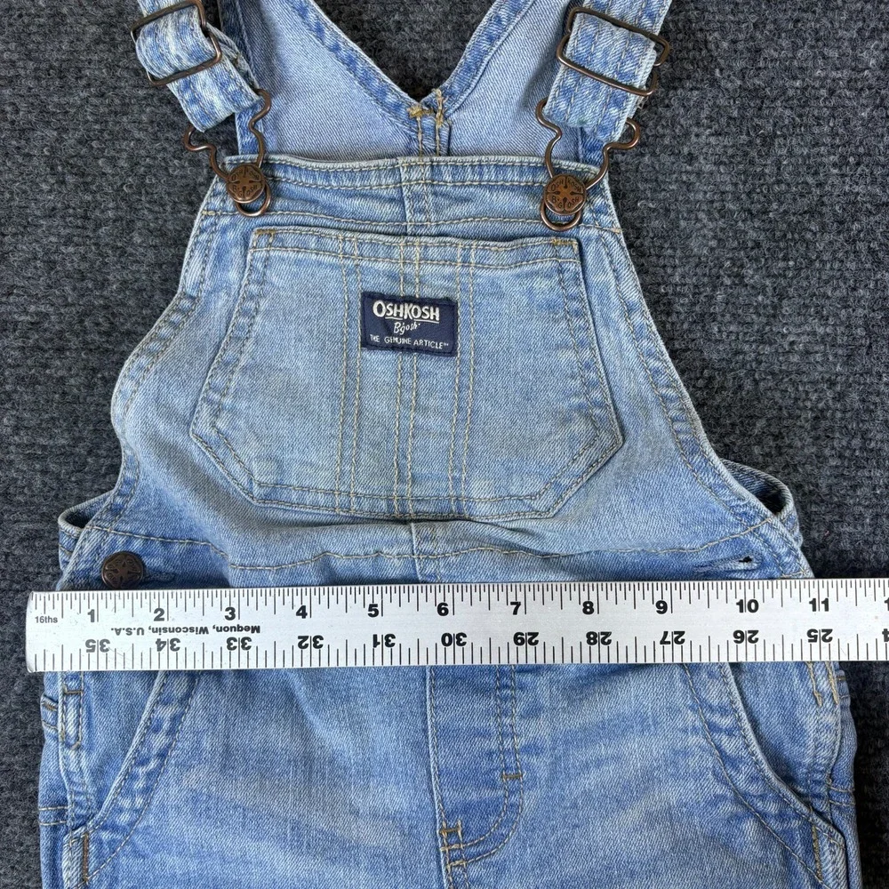 Oshkosh B'gosh Classic Denim One Piece Overalls Toddler 24M Blue Logo Cotton